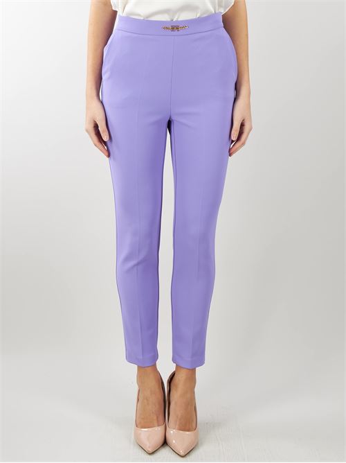 Straight stretch crepe trousers with horsebit Elisabetta Franchi ELISABETTA FRANCHI | Trousers | PA02741E2AS6